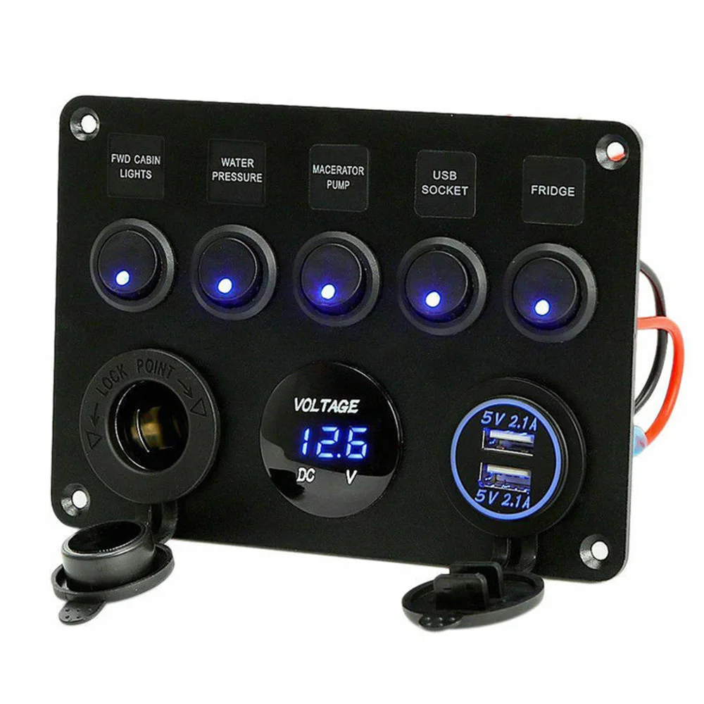 

5 Gang 12v/24v Inline Fuse Box Led Switch Panel Dual Usb Car Boat Truck Camper Accessories Caravan Accessories Interior Details