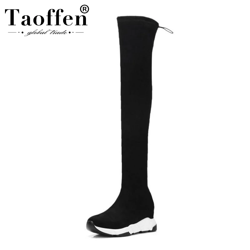 Taoffen/женские брендовые модные удобные эластичные сапоги зимние теплые выше