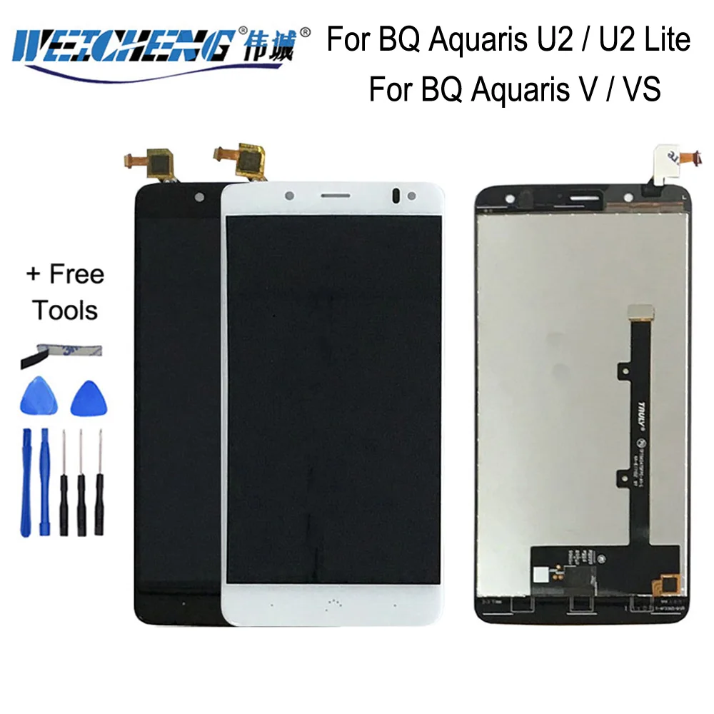 For BQ Aquaris V display with touch screen digitizer for bq aquaris u2 u2 lite LCD screen Accessroeis 5.2" lcd sensor with frame