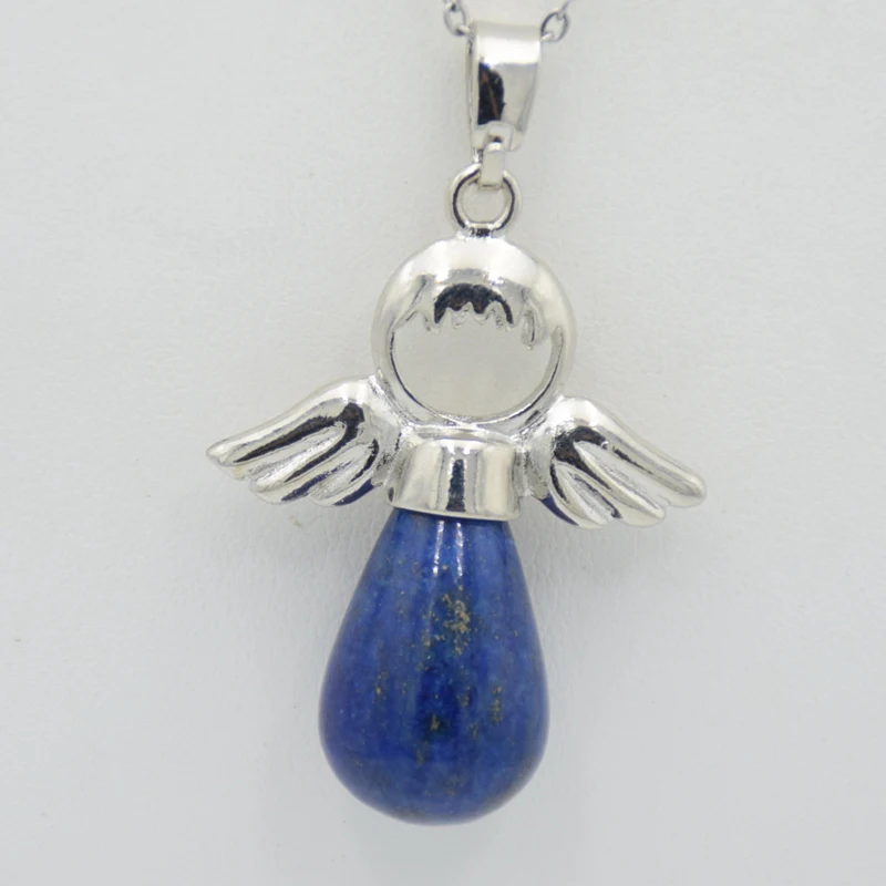 Подвеска в виде ангелов из натуральных камней Ониксовые Подвески серебристого