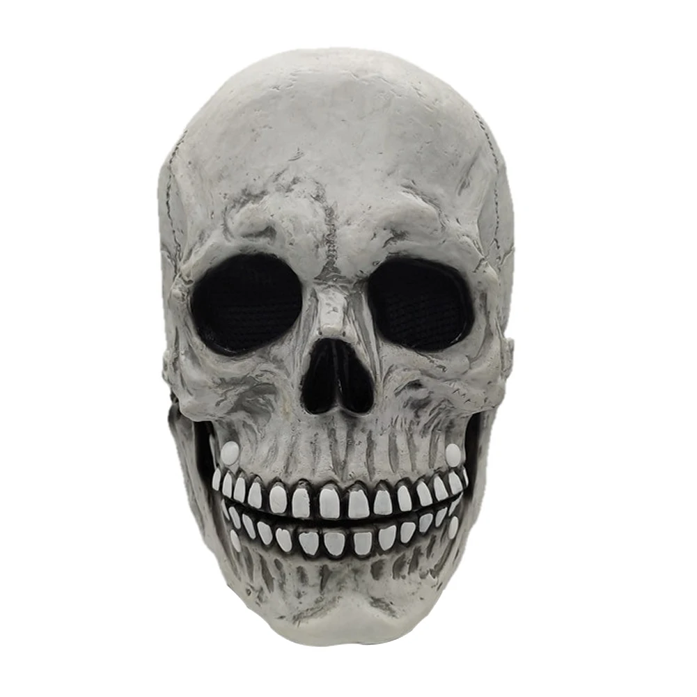 

Латексная маска с черепом на всю голову для Хэллоуина, шлем с подвижными челюстями, костюм для вечеринки, страшный скелет, маскарадный наряд...