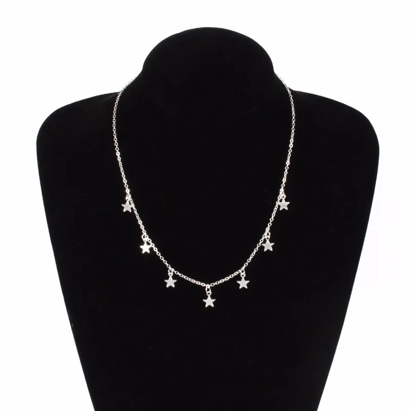 Трендовые золотые звезда серебряного цвета цепочка колье ожерелье дамы