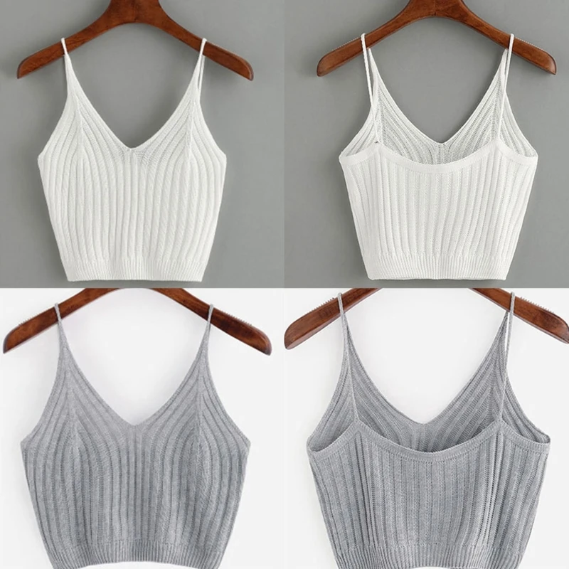 

Fashion Women Summer Basic Tops Sexy Strappy Sleeveless Racerback Crop Top 2020 Female Casual Solid Color Ribbed Knit Short Vest