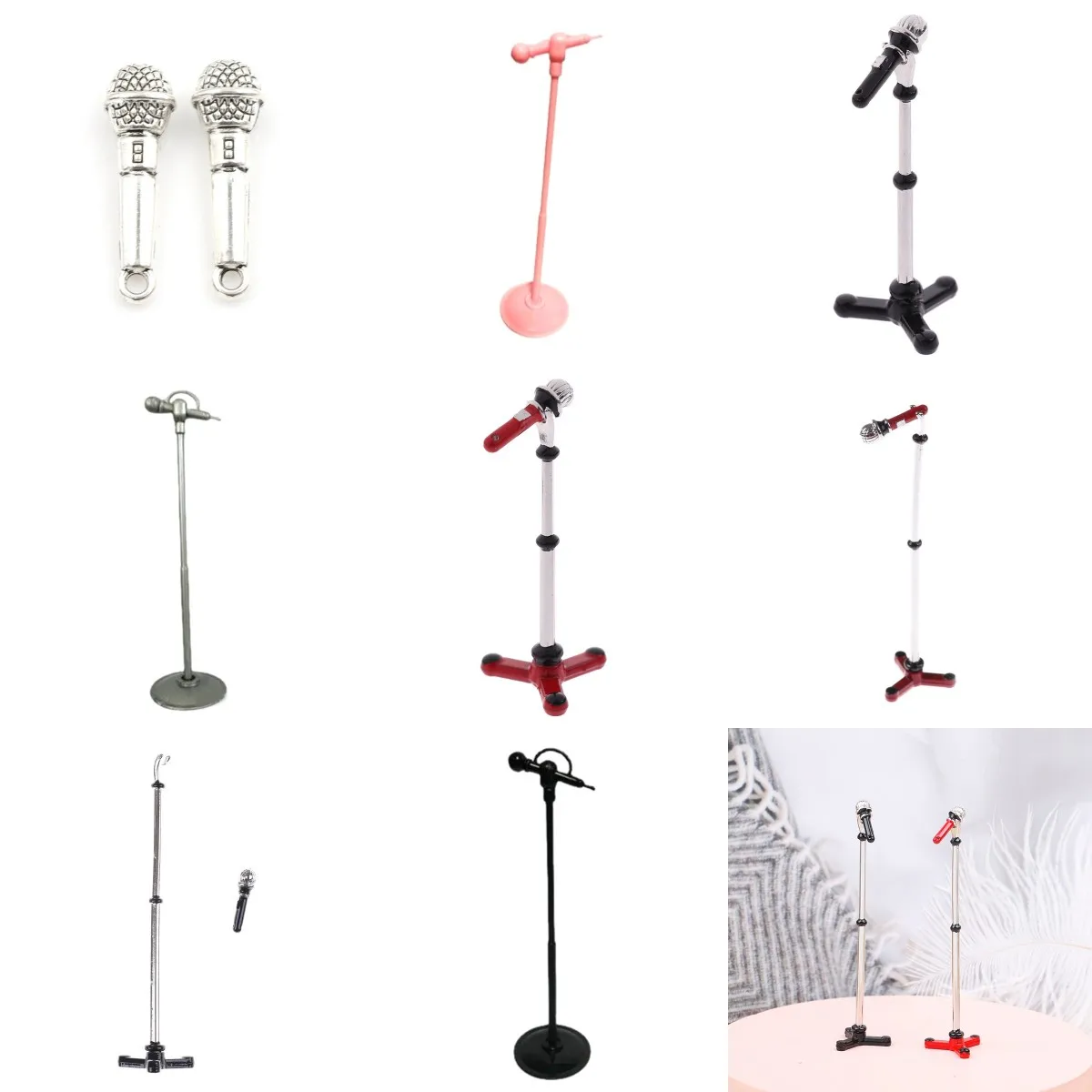 

Cute Mini Microphone Model 1:12 Doll House Dollhouse Miniature Furniture Toys Accessories for Baby Kids 1/2pcs
