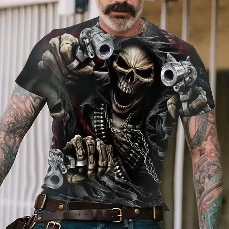 

New Style Oversized T-shirt Men 3d Printing Summer Retro Breathable Short-sleeved American T-shirt Fashion O-neck Loose Clothes