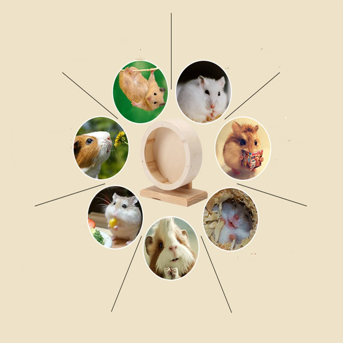 

Wooden Exercise Wheel Mute Hamster Running Wheel, Eco-Friendly Pet Toy Wheel Hamster Mice Gerbil Small Animals