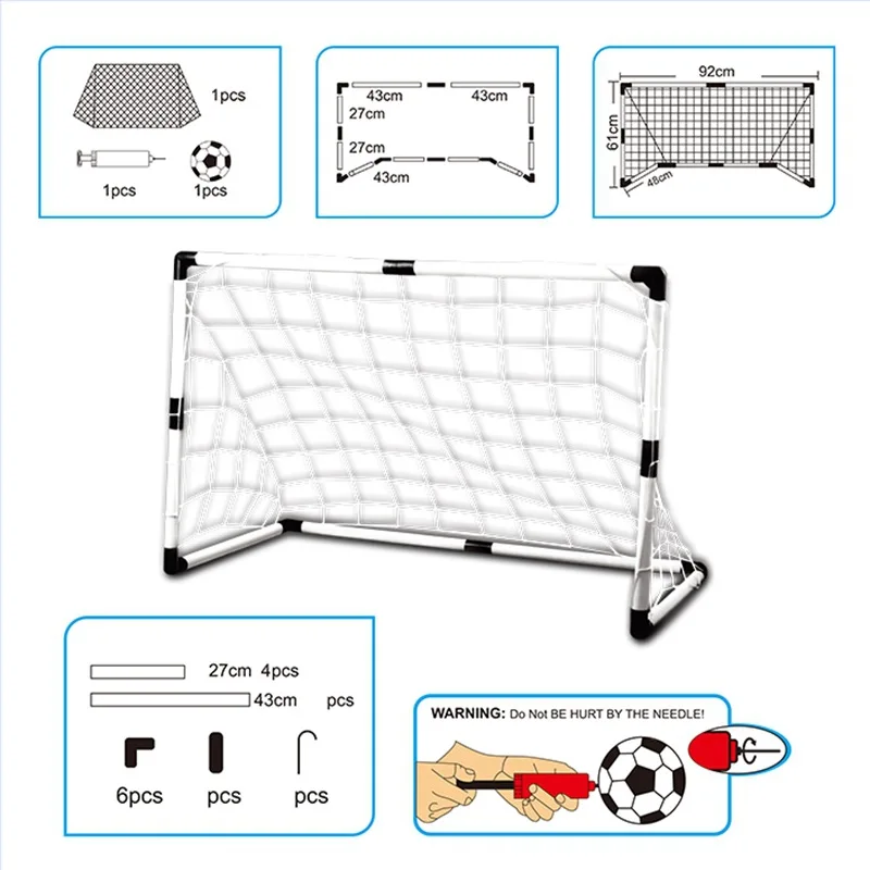

New 2Pcs Mini Football Soccer Ball Goal Folding Post Net + Pump Kids Sport Indoor Outdoor Games Toys Kids