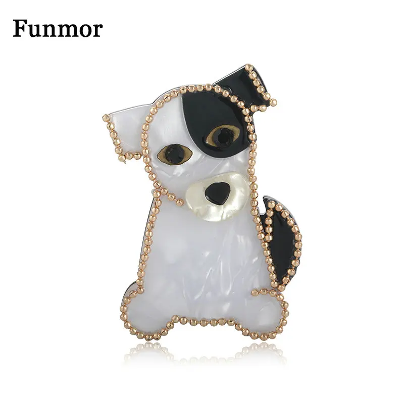 Funmor Cute Dog Brooches Acrylic Pins New Style Jewelry For Women Men Gathering Holiday Decoration Accessories Bead Coat Bijoux | Украшения