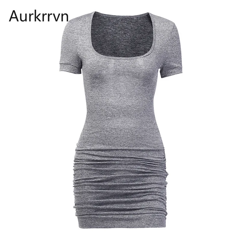 

Aurkrrvn Square Neck Pleated Sheath Dress Womens Back Hollow Out Sexy Bodycon Summer Dresses Bandage Female Club Vestido Sexy