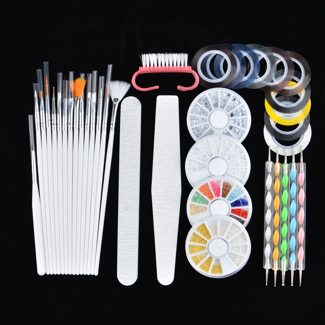 

Nail Art Brush Nail Supplies Manicure Set Nail Brush Yarn Strip Diamond Jewelry Gold and Silver Nail DIY Set