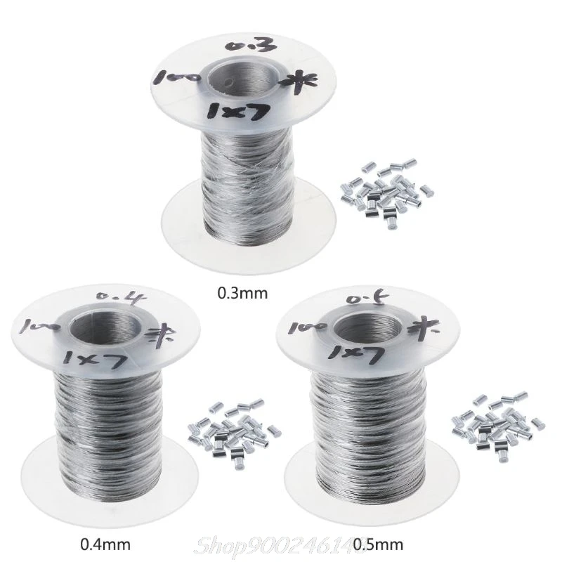 

100m 304 Stainless Steel Wire Rope Soft Fishing Lifting Cable 1x7 Clothesline With 30 Aluminum Ferrules Jy24 20 Dropship