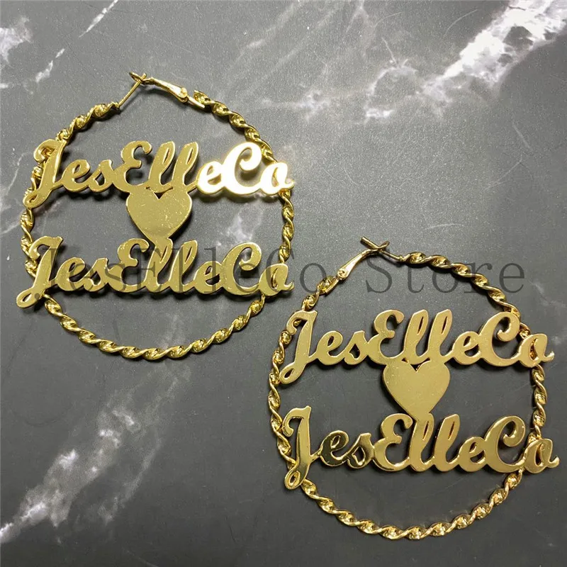 Пользовательское имя серьги персонализировать нержавеющая сталь цвета: