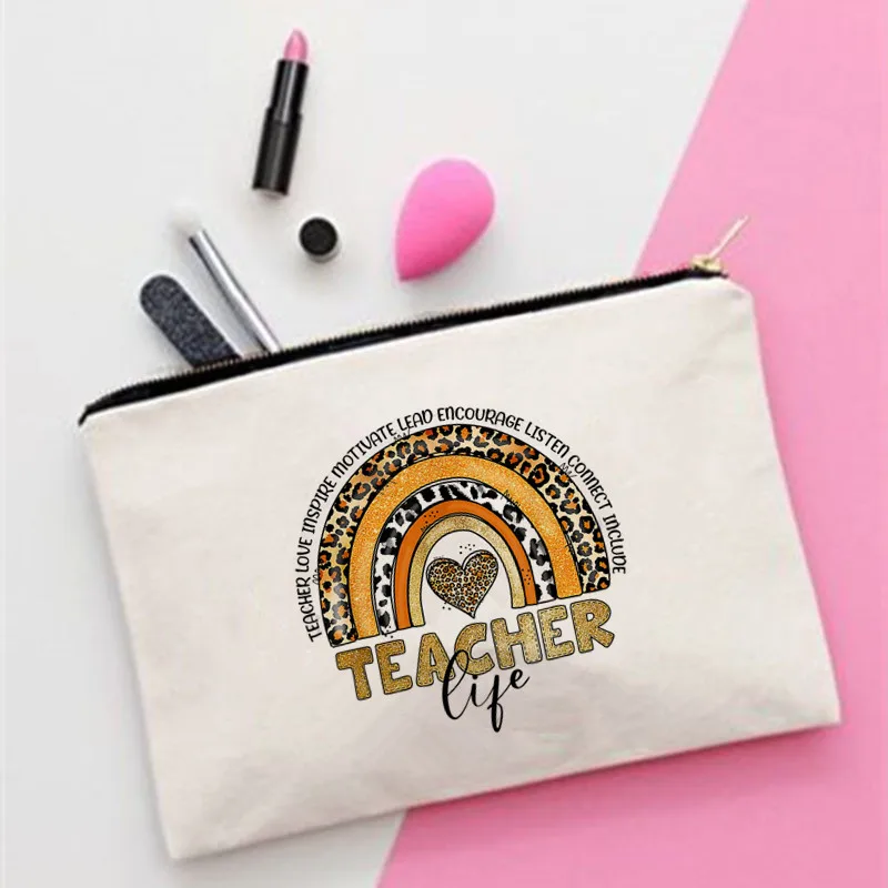 

Женская сумка для макияжа с принтом учителя, Модный женский органайзер для косметики, сумка для путешествий, красочная сумка для хранения д...