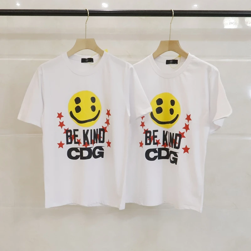 Kanye CPFM BE KIND Smiley Повседневная мужская футболка с коротким рукавом оверсайз