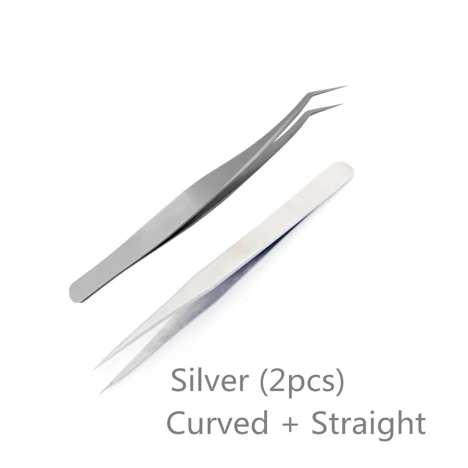 Silver Curv Straight Профессиональная розовая норка наращивание ресниц пинцеты прямые, изогнутые 3D объемные ресницы высокого качества пинцет - Цвет: Silver Curv Straight