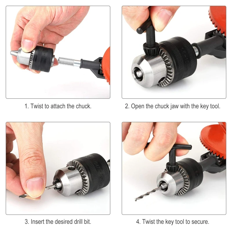 

Hand Drill,Powerful 3/8 Inches (1.5-10Mm) Capacity Precision Chucks Cast Steel Double Pinions Manual Drill For Wood Plastic Acry