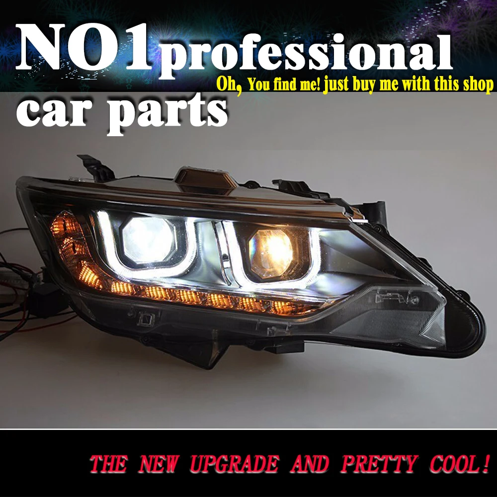 

car accessories for Camry Headlights 2014 2015 2016 2017 New Camry V55 LED Headlight LED drl Lens Double Beam H7 HID Xenon