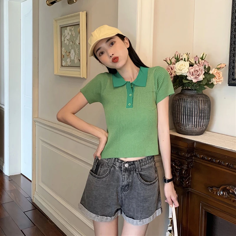 Женская футболка летняя повседневная с коротким рукавом тонкий трикотажный топ