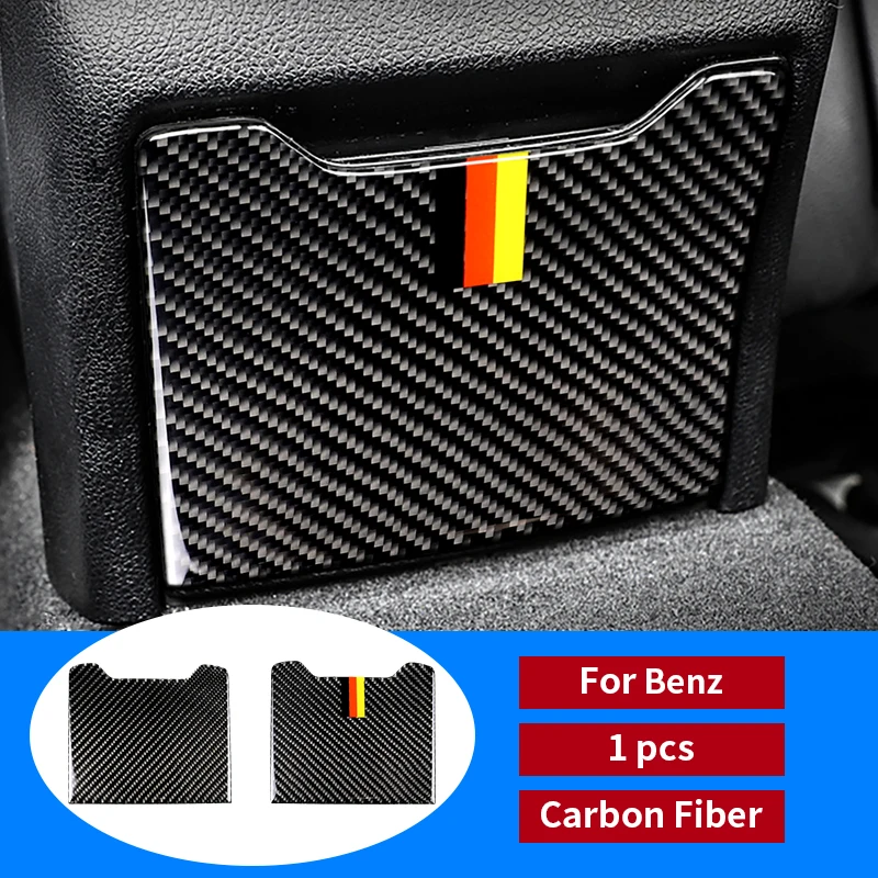 

Carbon Fiber Rear Armrest Storage Box Panel Cover Trim car Stickers For Mercedes C Class W205 C180 C200 GLC Accessories