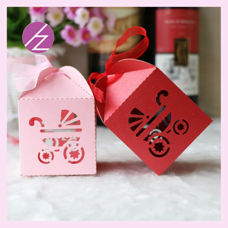 

50pcs BABY Shower Gift Boxes Blue Tray Dessert Candy Box Child Birthday Party Candy Bags Wedding Party Accessories Box