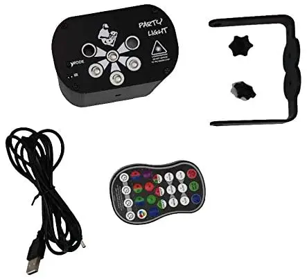 

Sound Activated RGB 60 in 1 UV LED Projector Laser Party Lights with Remote Control USB Dancing Club Bar Pub Music Strobe Light