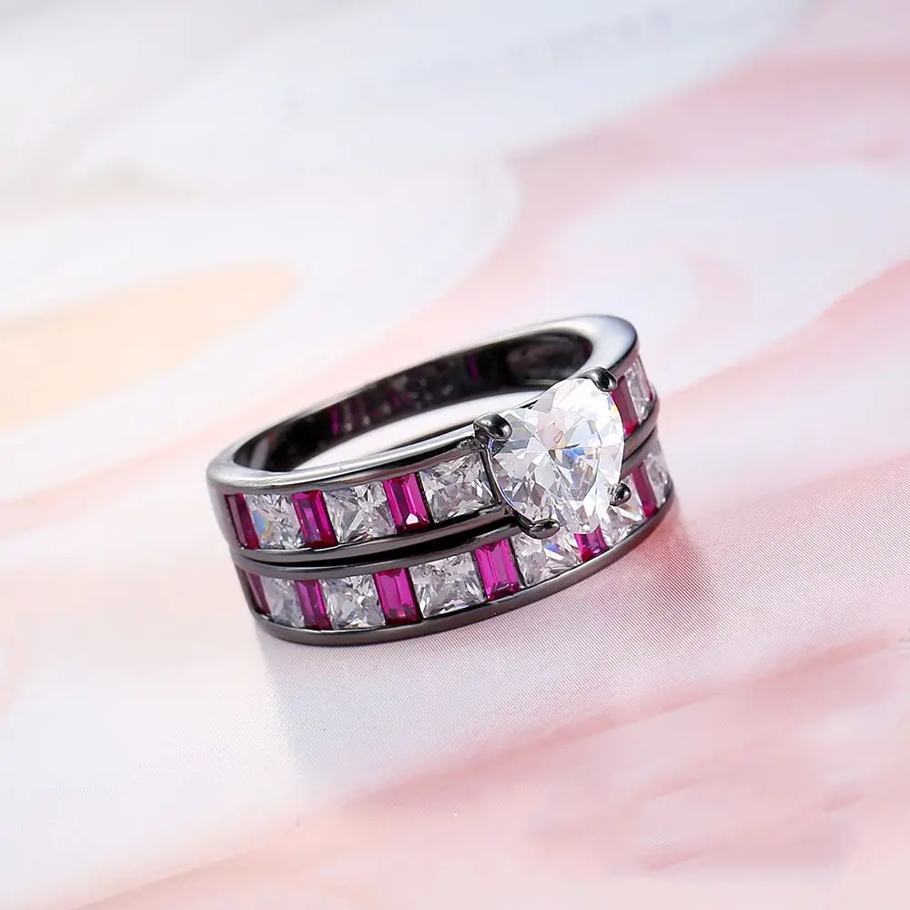 

Wedding Gift Fashion Women's Princess Black Gold Plated Ring Jewelry