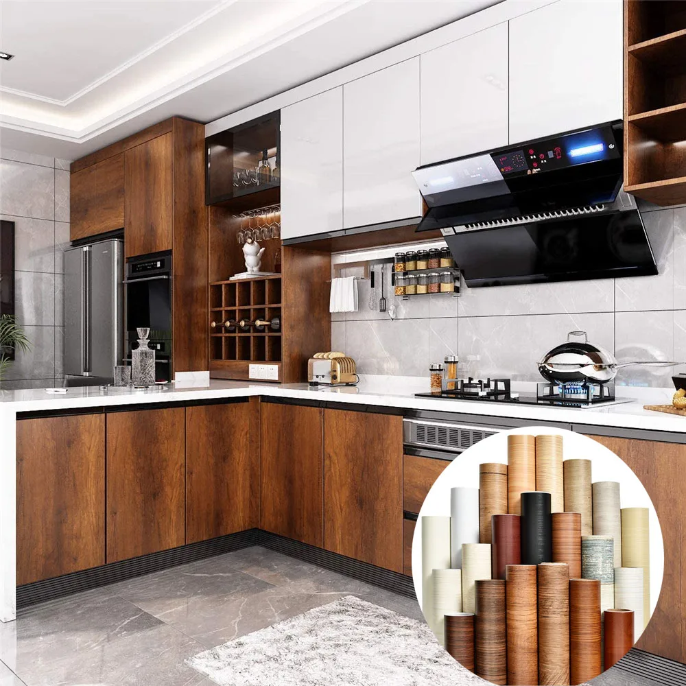 

Wood Grain PVC Wallpaper Waterproof Furniture Stickers Bedroom Door Contact Paper Cupboard Kitchen Desktop Decoration