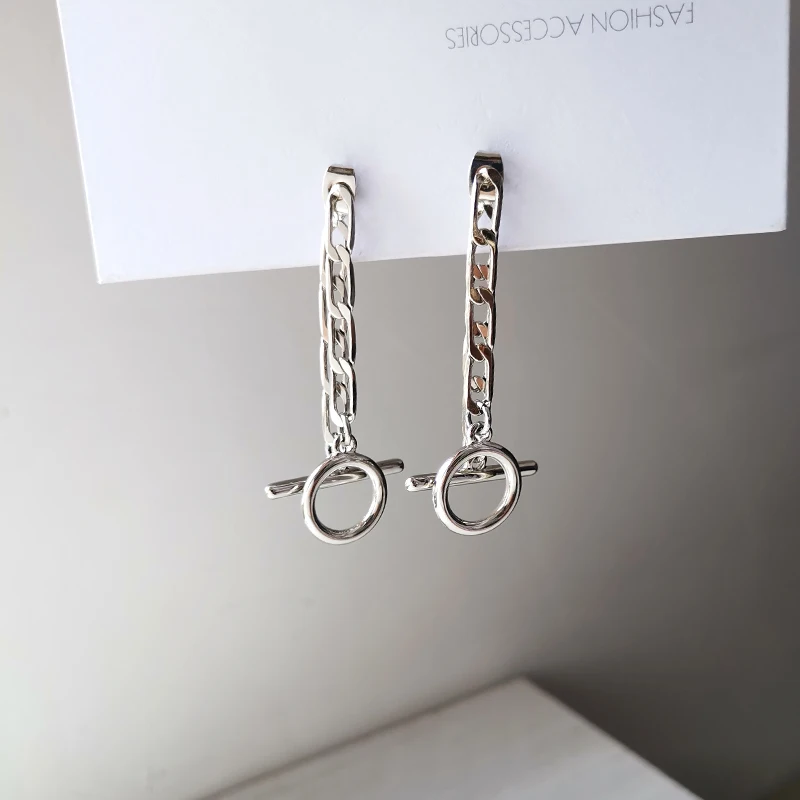 Винтажные модные серьги гвоздики с металлической цепочкой в стиле панк хип хоп