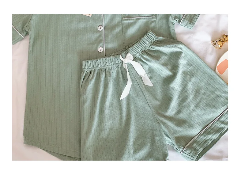 Fdfklak Short Sleeve Pajamas For Women Nightwear Ladies Casual Homewear Female Cotton Sleepwear 2 Pieces Set Summer Pijama