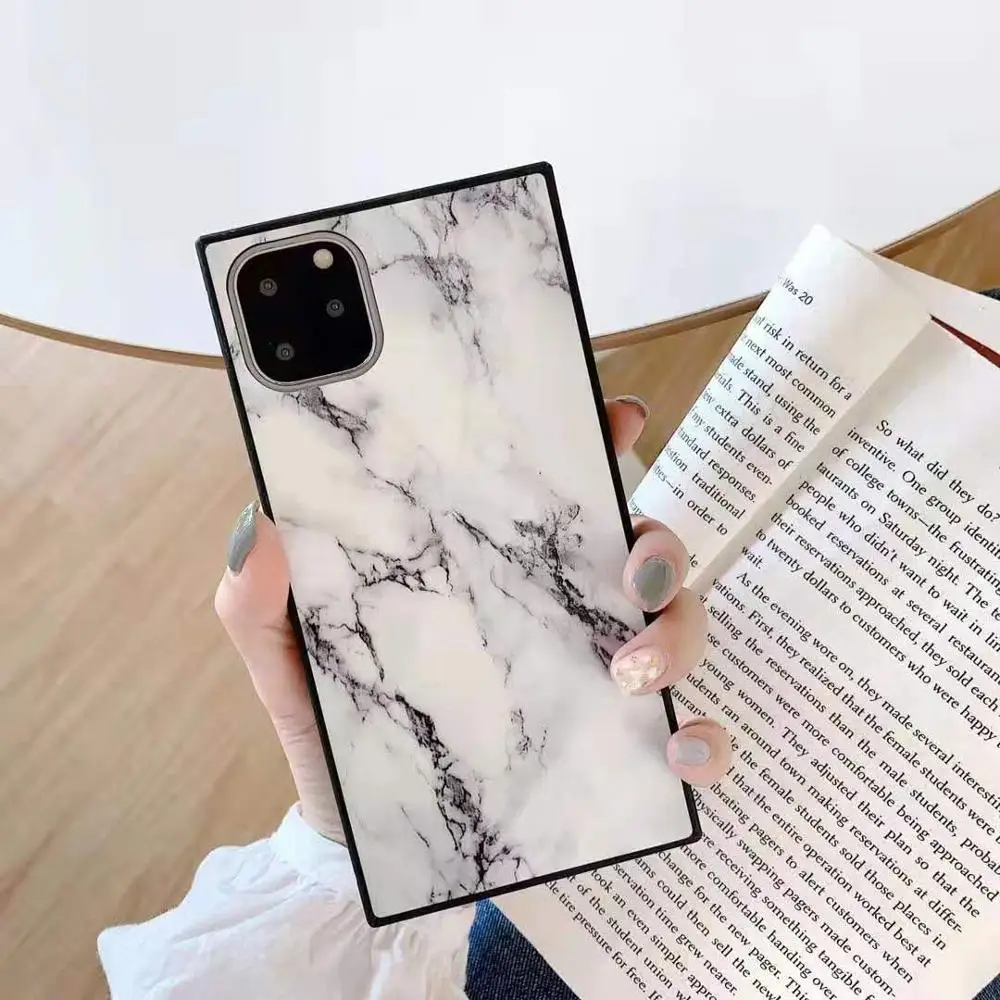 Квадратный мраморный чехол для iPhone 11 Pro Max XR XS X s ультра тонкий мягкий Силиконовый