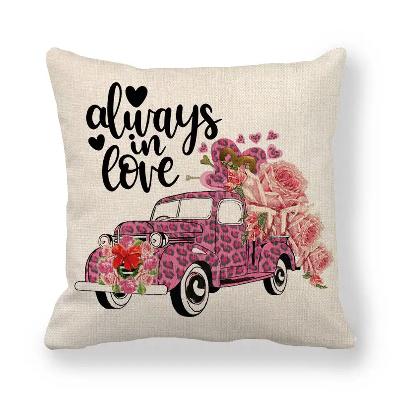 Наволочка для диванной подушки 45 см * в розовом стиле с днем Св. Валентина из льна