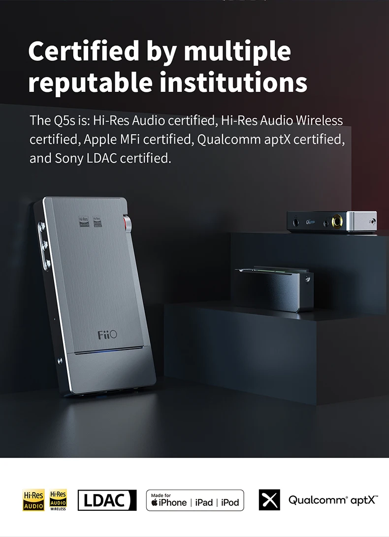 FiiO Q5s Bluetooth 5,0 AK4493EQ dsd-способный DAC& усилитель, USB усилитель DAC для iPhone/компьютера/Android/sony 2,5 мм 3,5 мм 4,4 мм