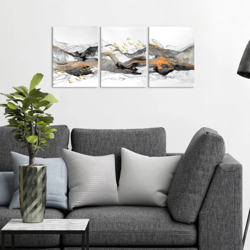 

Chinese Style Canvas Art Abstract Painting Print Flying Birds Decoration Picture for Living Room Mountain Home Decor Wall Poster