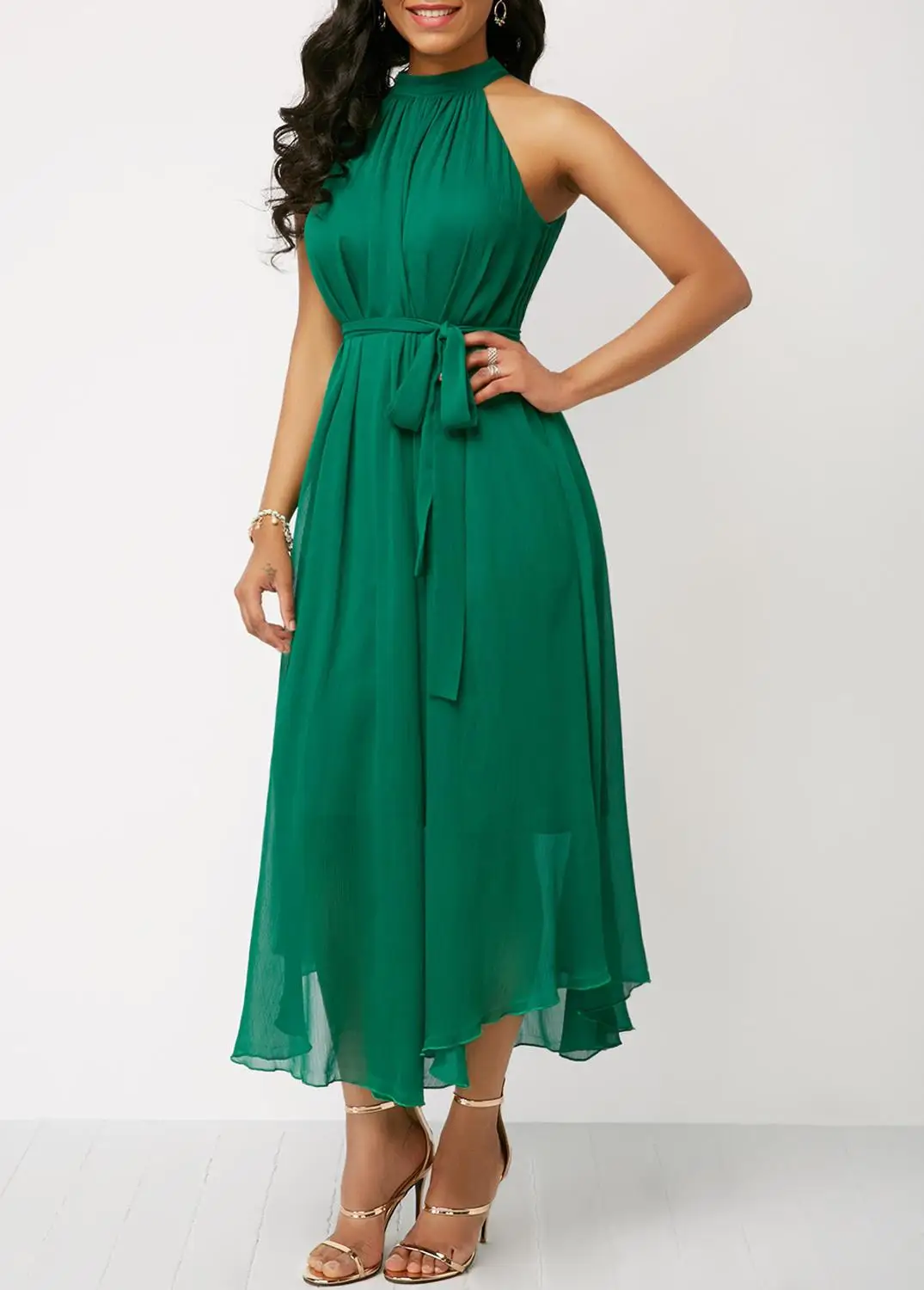 Женское платье большого размера Летнее Длинное Платье шифоновое макси без