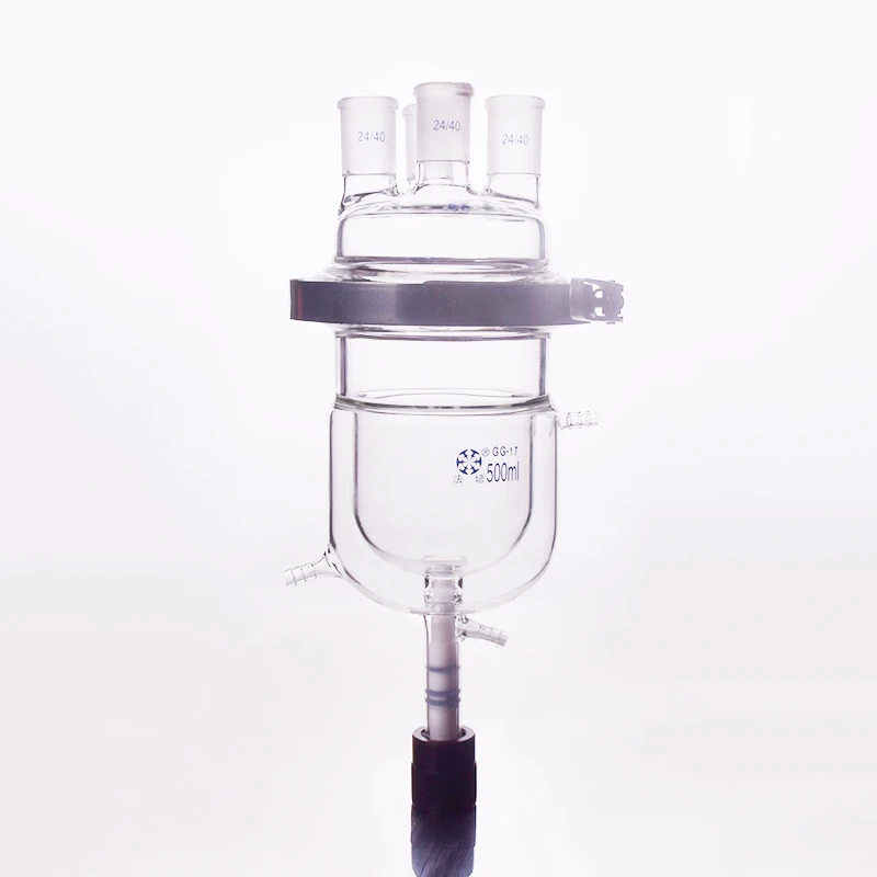 Двухслойная цилиндрическая бутылка с открытым реактором круглым дном фланец 300