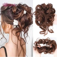 huaya curly donut chignon with elastic band synthetic scrunchies messy hair bun updo hairpieces extensions for women