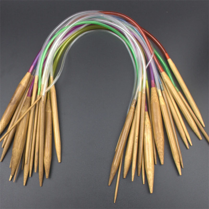 Бамбуковые Спицы для вязания 18 размеров аксессуары цветные трубки швейные