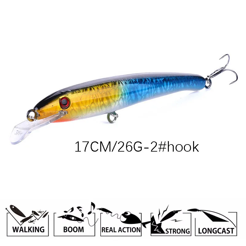 

Large Minnow Fishing Lure 17cm Artificial Hard Pastic Big Tongue Lures Saltwater Minnow Sea Strengthen Hook Bait Fishing China
