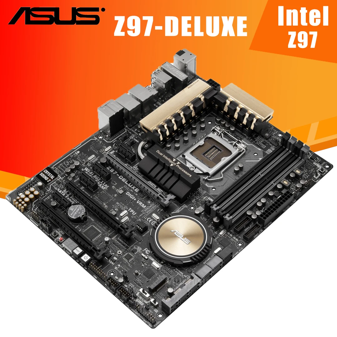 Günstig LGA 1150 Asus Z97-Deluxe Motherboard Intel Z97 I7 I5 I3 DDR3 PCI-E 3,0 M.2 USB 3,1 HDMI Display Port Desktop Z97 Placa-Mãe 1150