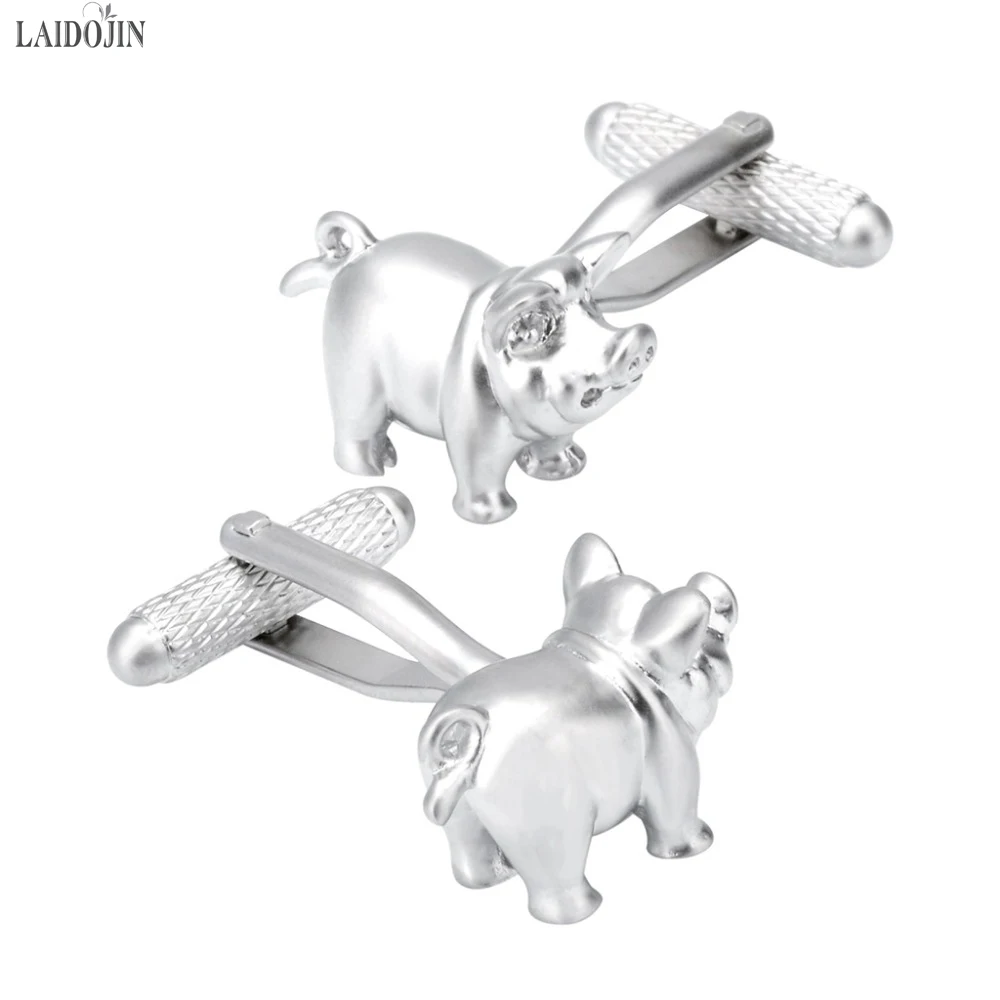 LAIDOJIN Personality Cute Pig Cufflinks For Mens High Quality French Shirt Metal Wedding Groom Cuff links Brand Jewelry Gift