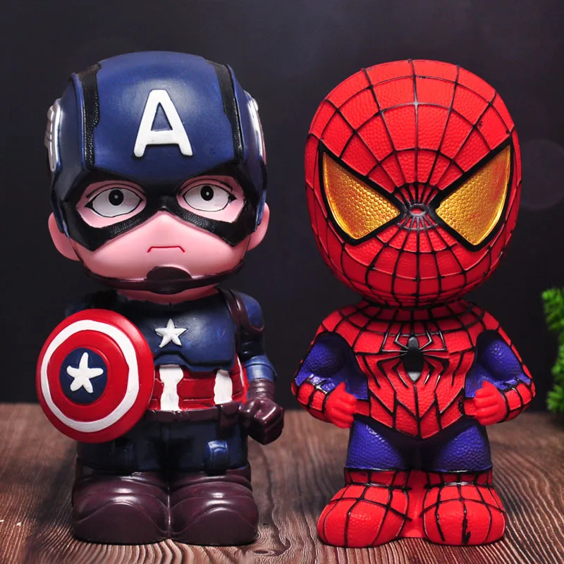 

Marvel Avenger hero Action Figure doll model Spider-Man Alliance Cartoon Children's Piggy Bank Piggy Bank Birthday Gift Ornament