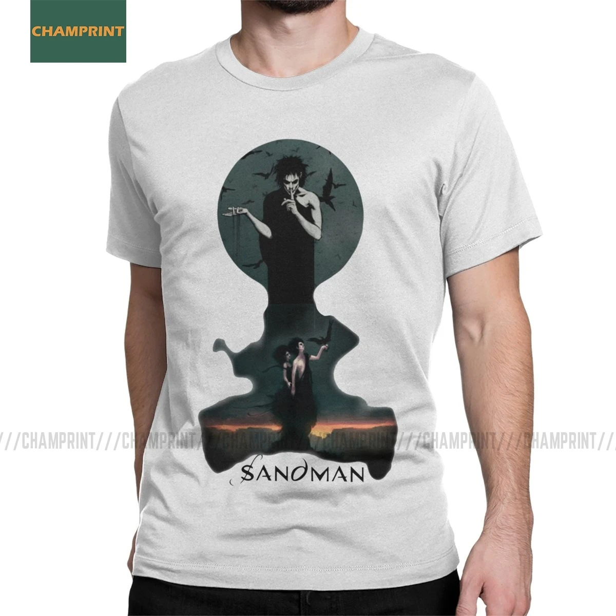 Men's The Sandman And Death Vertigo T Shirts Dream Gaiman Morpheus Comic Pure Cotton Tops Short Sleeve Tees Gift T-Shirts