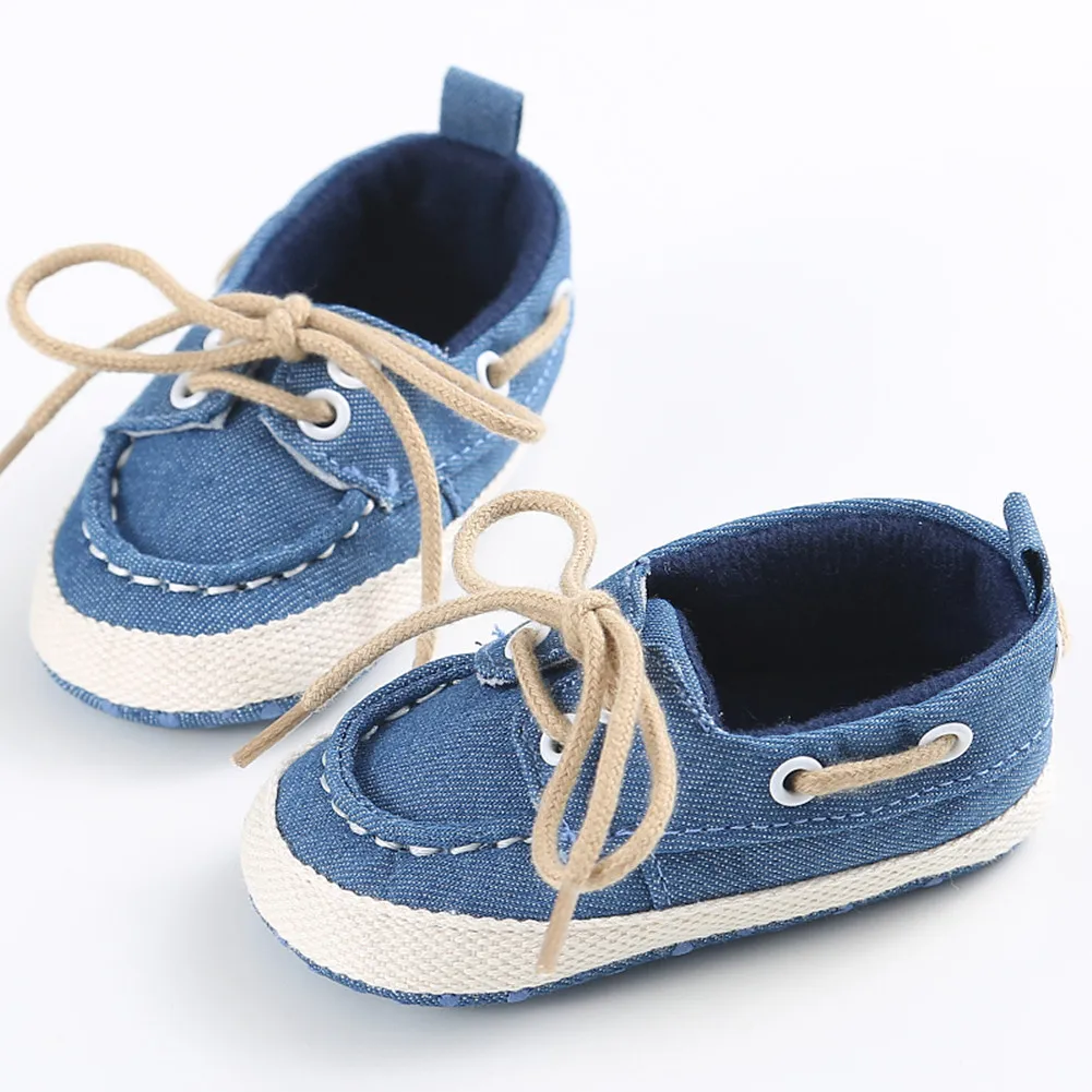 

2020 Baby First Walkers Toddler Baby Newborn Girl Boy Denim Soft Sole Toddler Infant Prewalker Sneaker Bandage Shoses 0-18M