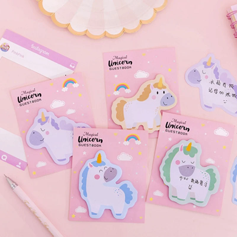 Корейские Симпатичные стикеры в виде радужного единорога Необычные блокноты для