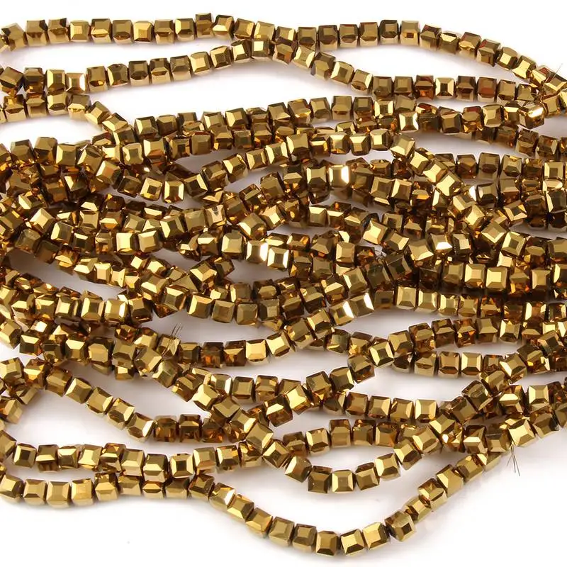 

Natural Stone Gold Crystal Square Bead Loose Beads For Jewelry Making Handmade Diy Bracelet Necklace 4 mm 15 Inches Wholesale