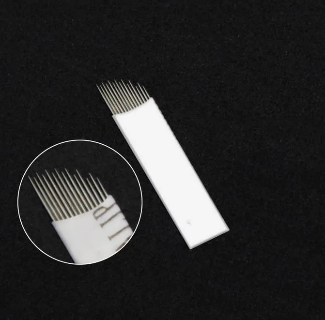 

10 шт. полу 14 контактов Перманентный макияж бровей Тату микроблейдинг Иглы 3D Вышивка Длинные Короткие булавки для тату руководство