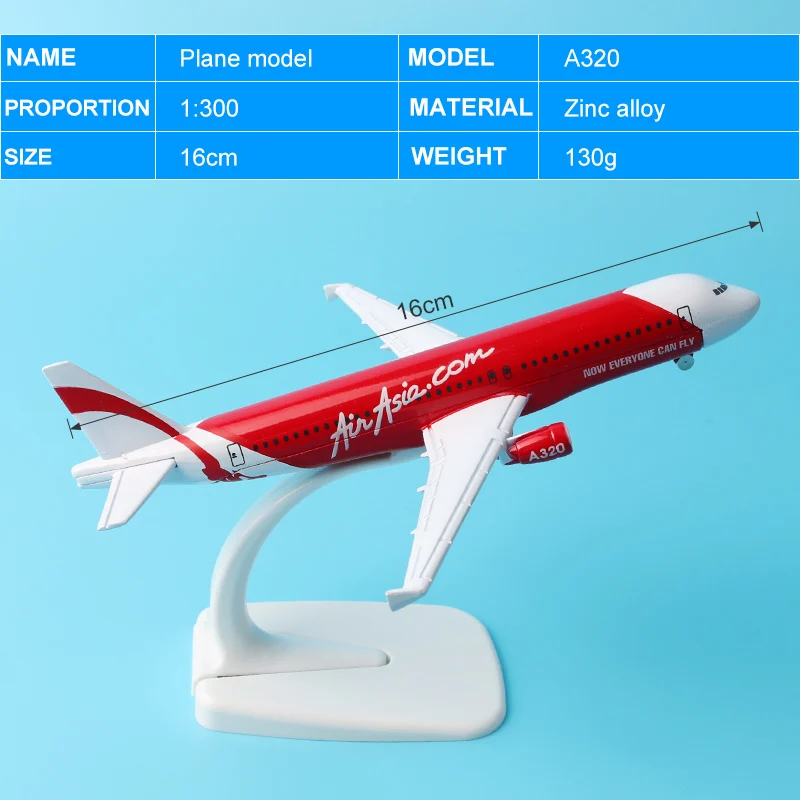 16 см A320 Air Asia самолет модель Asia.com авиакомпаний Аэробус сплава с трёхмерными