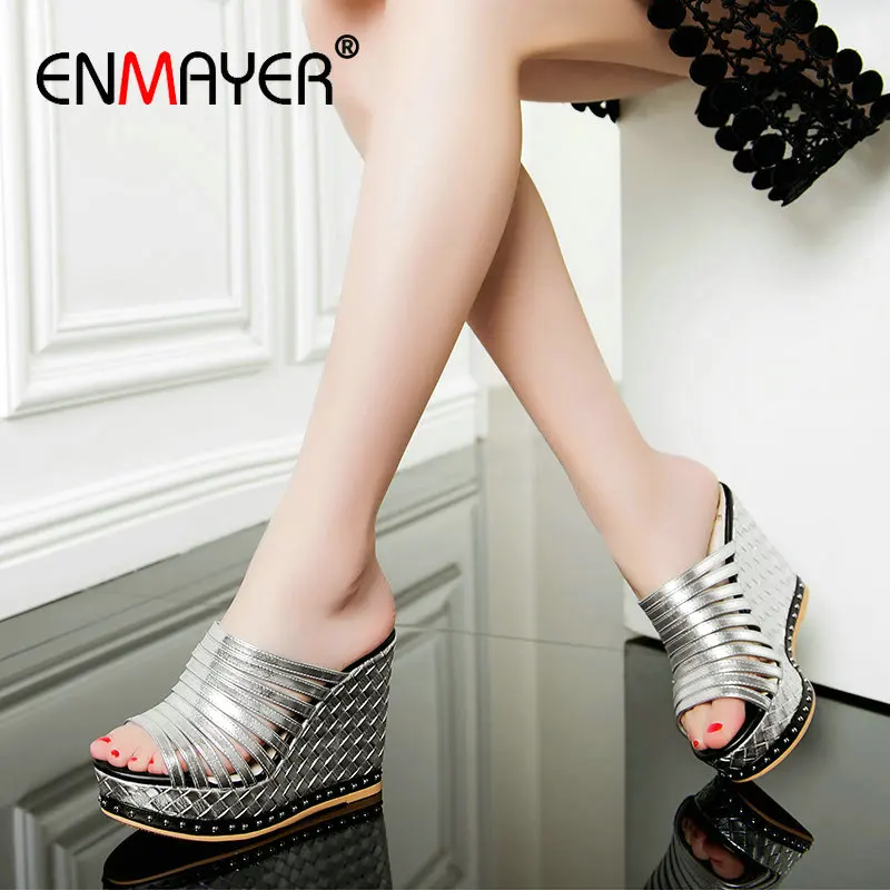 

ENMAYER 2020 Sexy Slippers Women Mixed Colors Summer Outside Women Slippers Narrow Band Luxury Shoes Women Designers Size 34-39