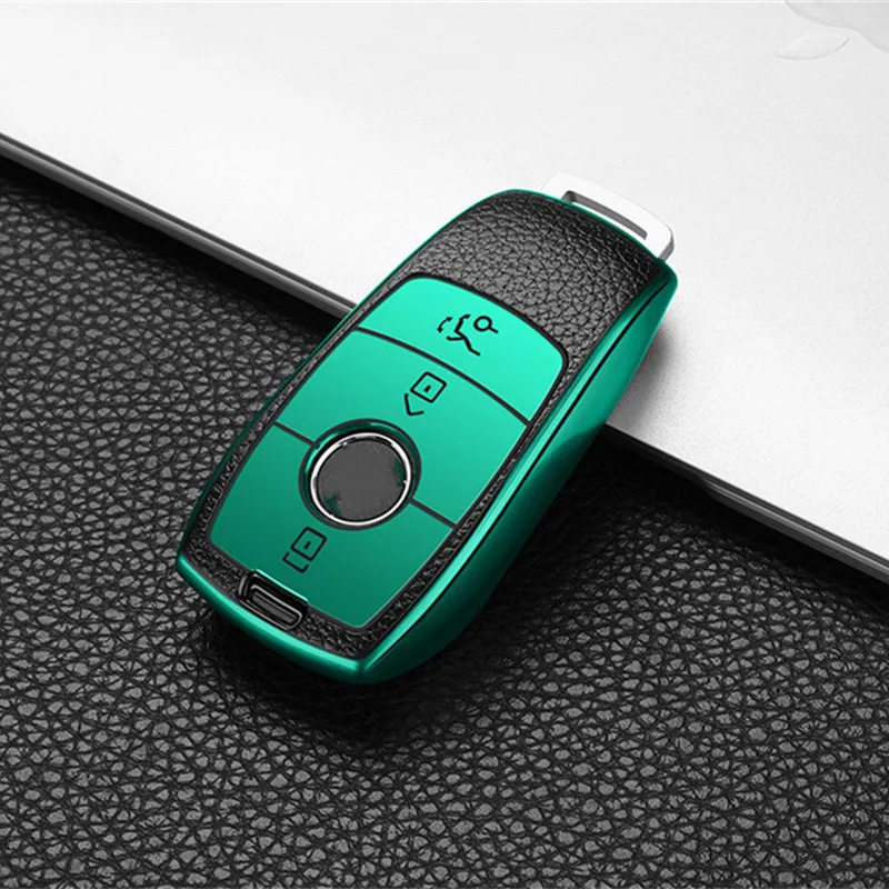 

Car Key Case Cover Key Bag For Mercedes Benz A C E S Class W177 W205 W213 W221 Accessories Holder Shell Carbon fiber Keychain