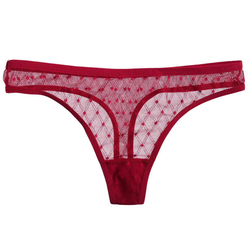 

Transparent Women's Thong Panties Hollow Sexy Solid Color Breathable Women's Panties Low Waist High Cut Briefs Set